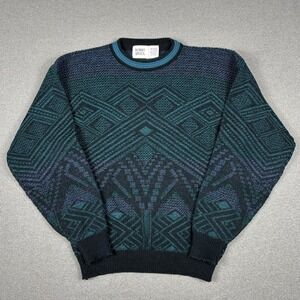 Vintage Robert Bruce Acrylic Crewneck Sweater Mens M Green Abstract Pullover